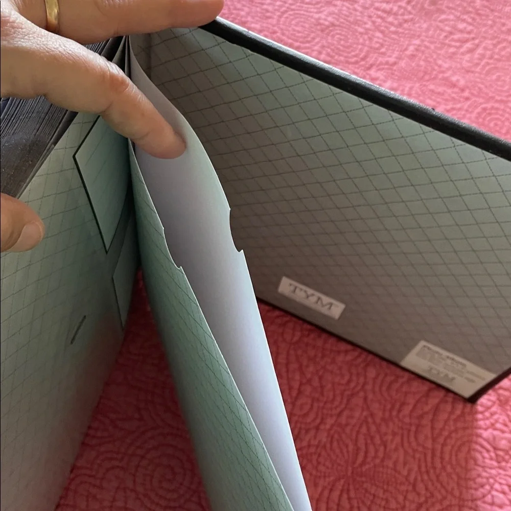 New Black Photo Album with White embroidered Stitching & cover photo display